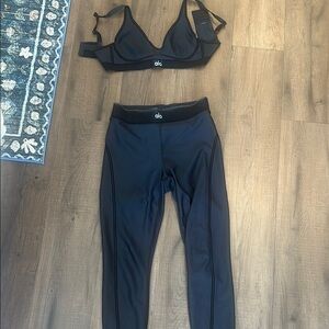 Alo Yoga Black Sports Bra and Leggings Set